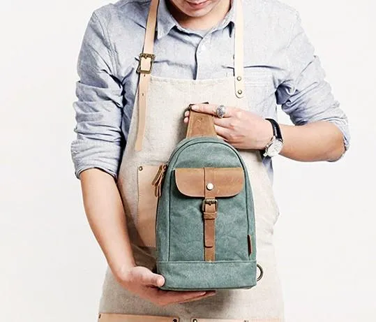 Cool Canvas Mens Sling Bag Sling Backpack One Shoulder Pack Chest Bag for men