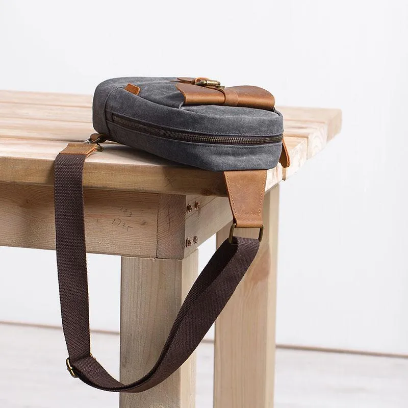 Cool Canvas Mens Sling Bag Sling Backpack One Shoulder Pack Chest Bag for men