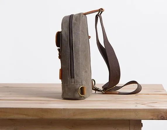 Cool Canvas Mens Sling Bag Sling Backpack One Shoulder Pack Chest Bag for men