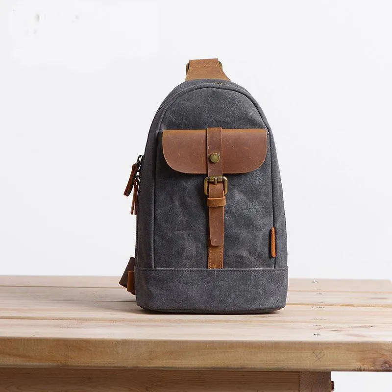 Cool Canvas Mens Sling Bag Sling Backpack One Shoulder Pack Chest Bag for men