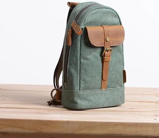 Cool Canvas Mens Sling Bag Sling Backpack One Shoulder Pack Chest Bag for men