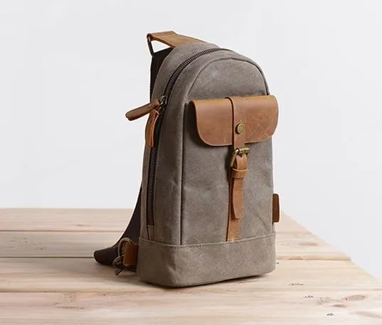 Cool Canvas Mens Sling Bag Sling Backpack One Shoulder Pack Chest Bag for men