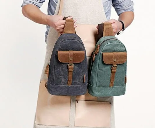 Cool Canvas Mens Sling Bag Sling Backpack One Shoulder Pack Chest Bag for men