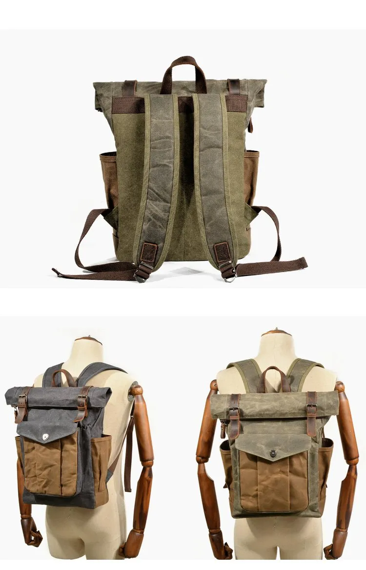 Cool Canvas Retro Mens Large Waterproof Travel Bag Computer Bag Student Backpack for Men