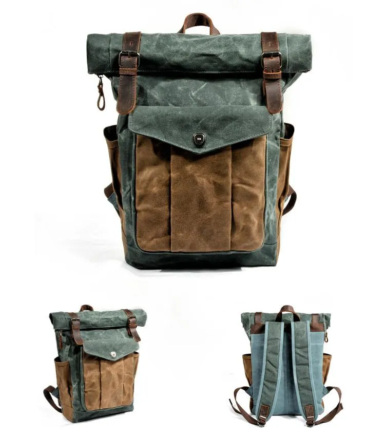Cool Canvas Retro Mens Large Waterproof Travel Bag Computer Bag Student Backpack for Men