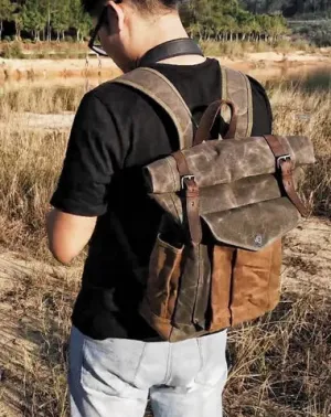 Cool Canvas Retro Mens Large Waterproof Travel Bag Computer Bag Student Backpack for Men