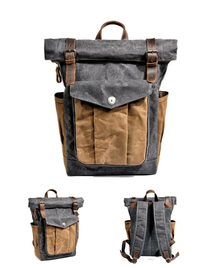 Cool Canvas Retro Mens Large Waterproof Travel Bag Computer Bag Student Backpack for Men
