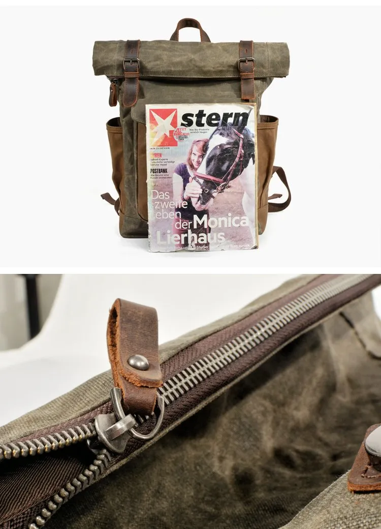 Cool Canvas Retro Mens Large Waterproof Travel Bag Computer Bag Student Backpack for Men