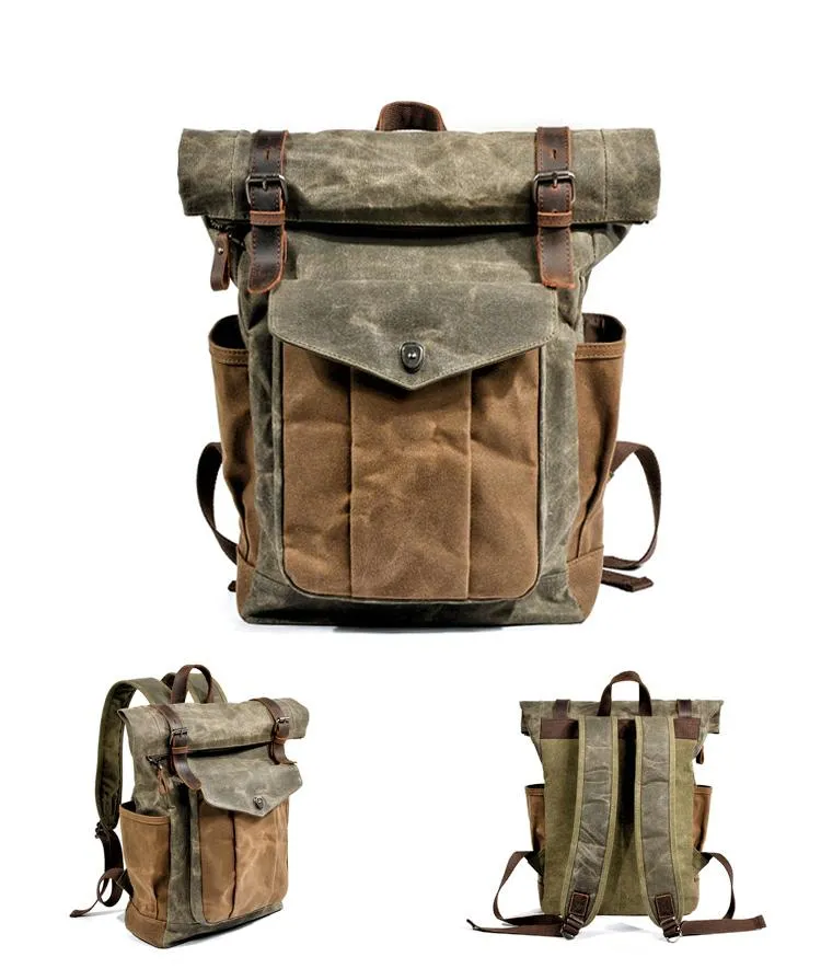 Cool Canvas Retro Mens Large Waterproof Travel Bag Computer Bag Student Backpack for Men