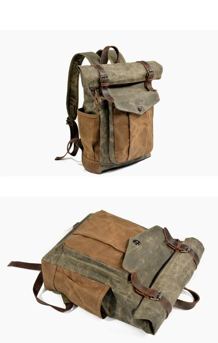 Cool Canvas Retro Mens Large Waterproof Travel Bag Computer Bag Student Backpack for Men