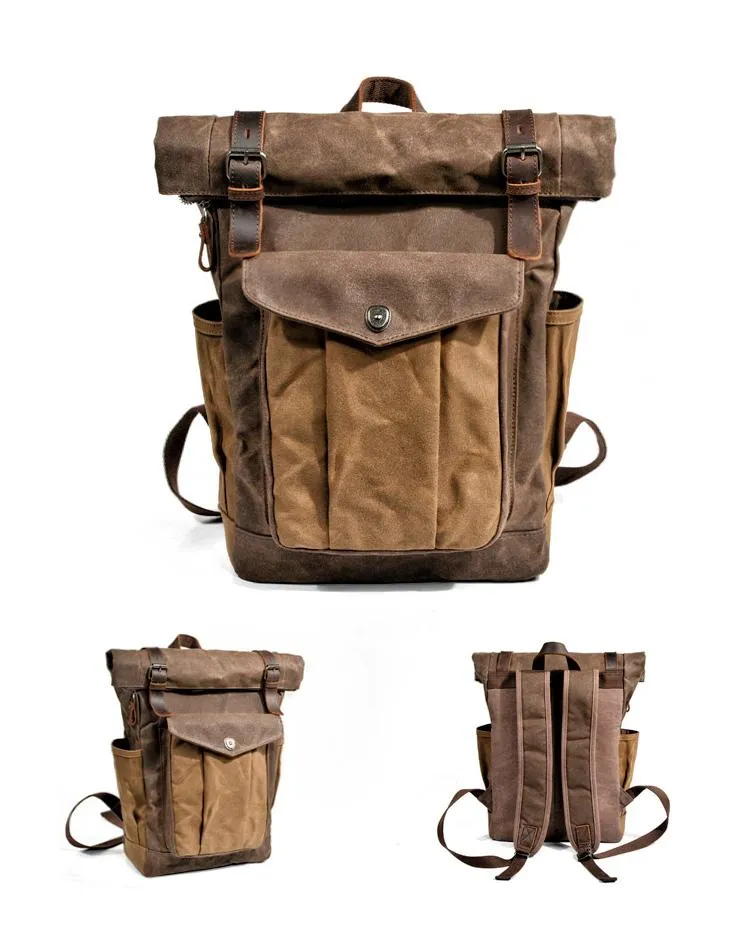 Cool Canvas Retro Mens Large Waterproof Travel Bag Computer Bag Student Backpack for Men
