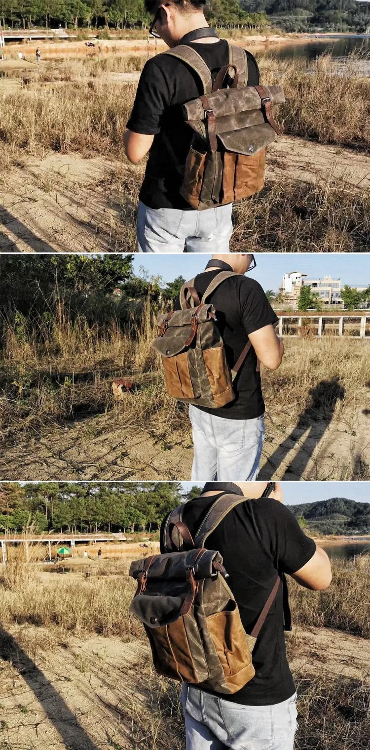 Cool Canvas Retro Mens Large Waterproof Travel Bag Computer Bag Student Backpack for Men