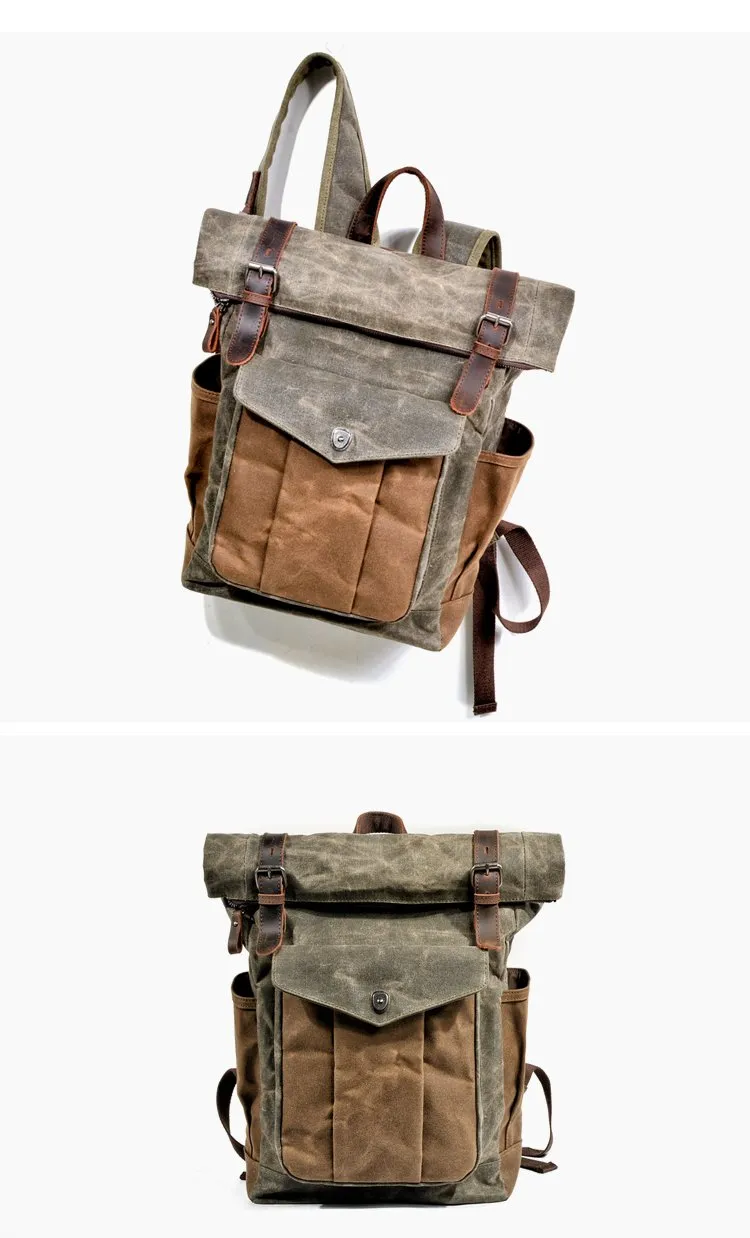 Cool Canvas Retro Mens Large Waterproof Travel Bag Computer Bag Student Backpack for Men
