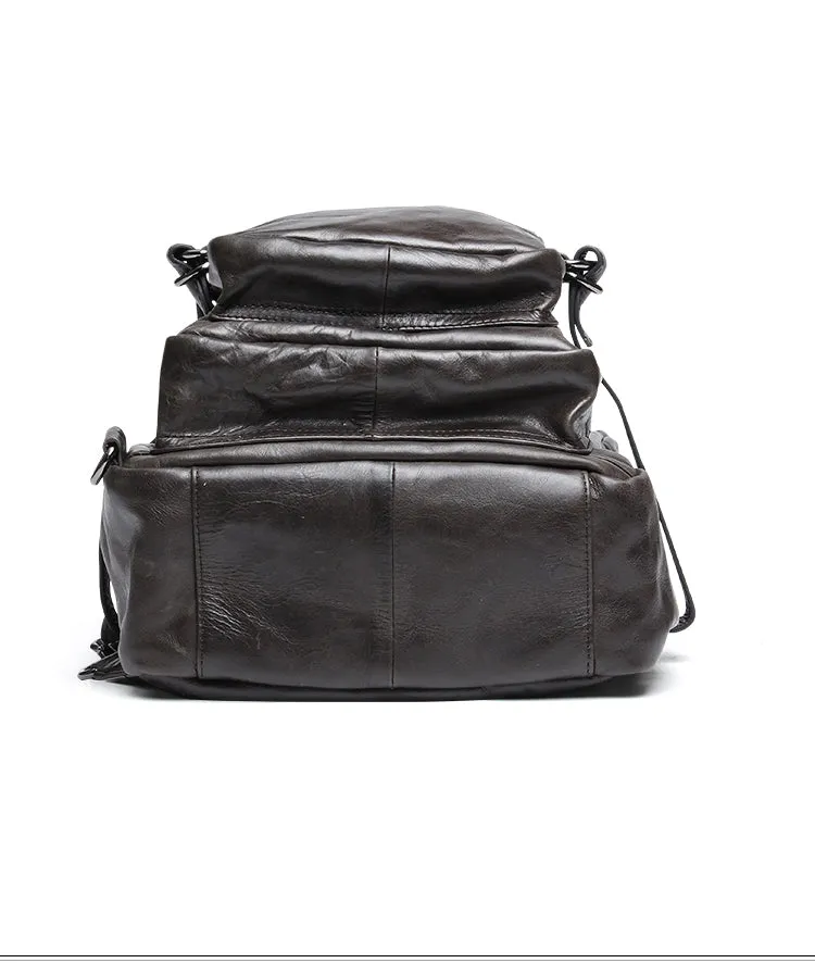 Cool Coffee Leather Mens Backpacks Large Large Travel Backpacks for Men
