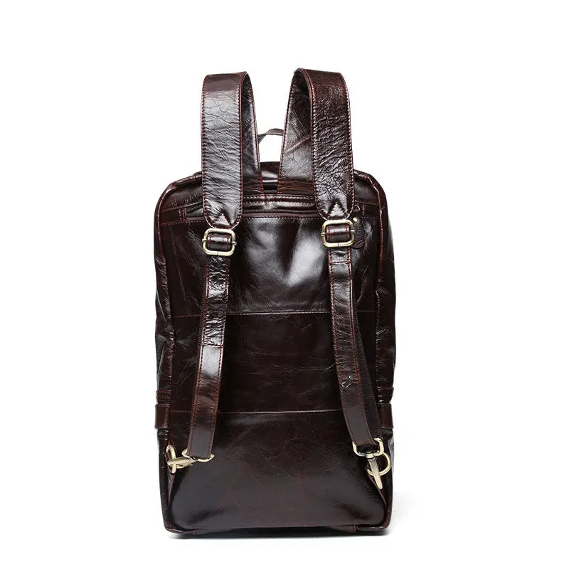 Cool Coffee Leather Mens Backpacks Large Large Travel Backpacks for Men
