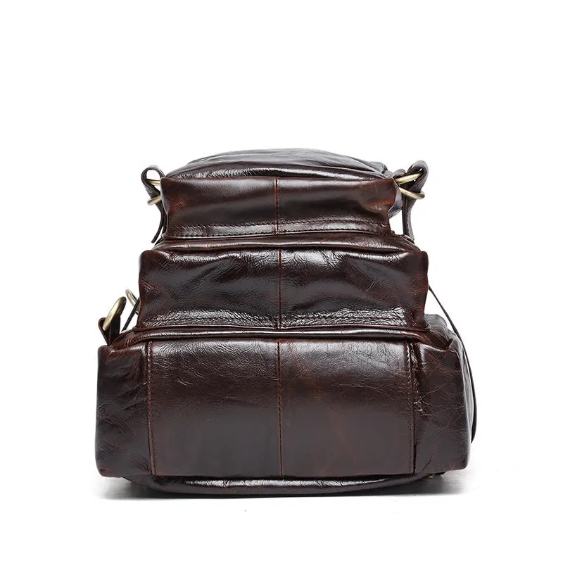 Cool Coffee Leather Mens Backpacks Large Large Travel Backpacks for Men