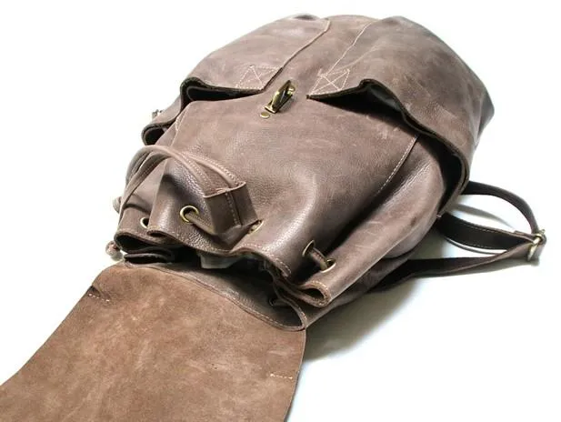 Cool Coffee Mens Leather Backpack Travel Backpacks Laptop Backpacks for men