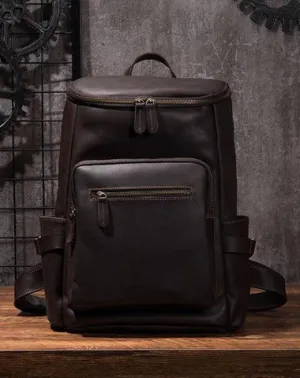 Cool Coffee Mens Leather Hiking Backpack Travel Backpack Leather Backpack for Men