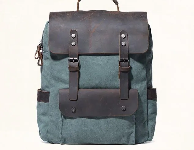 Cool Gray Canvas Travel Backpack Mens Canvas Backpack Canvas School Bag for Men