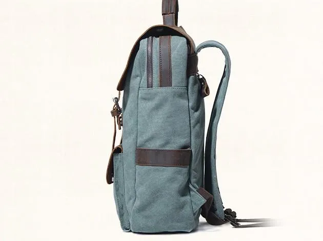 Cool Gray Canvas Travel Backpack Mens Canvas Backpack Canvas School Bag for Men