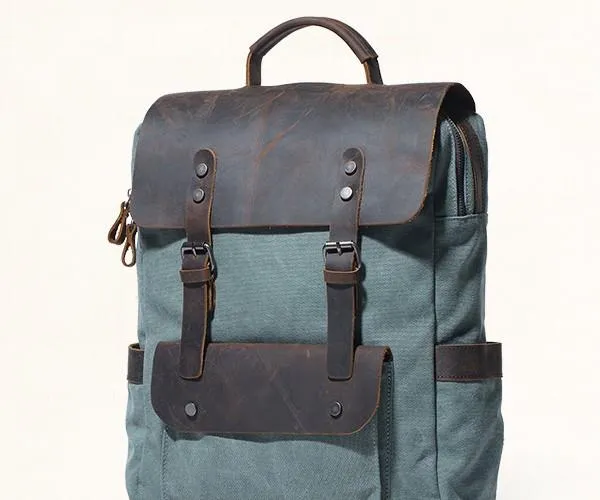 Cool Gray Canvas Travel Backpack Mens Canvas Backpack Canvas School Bag for Men