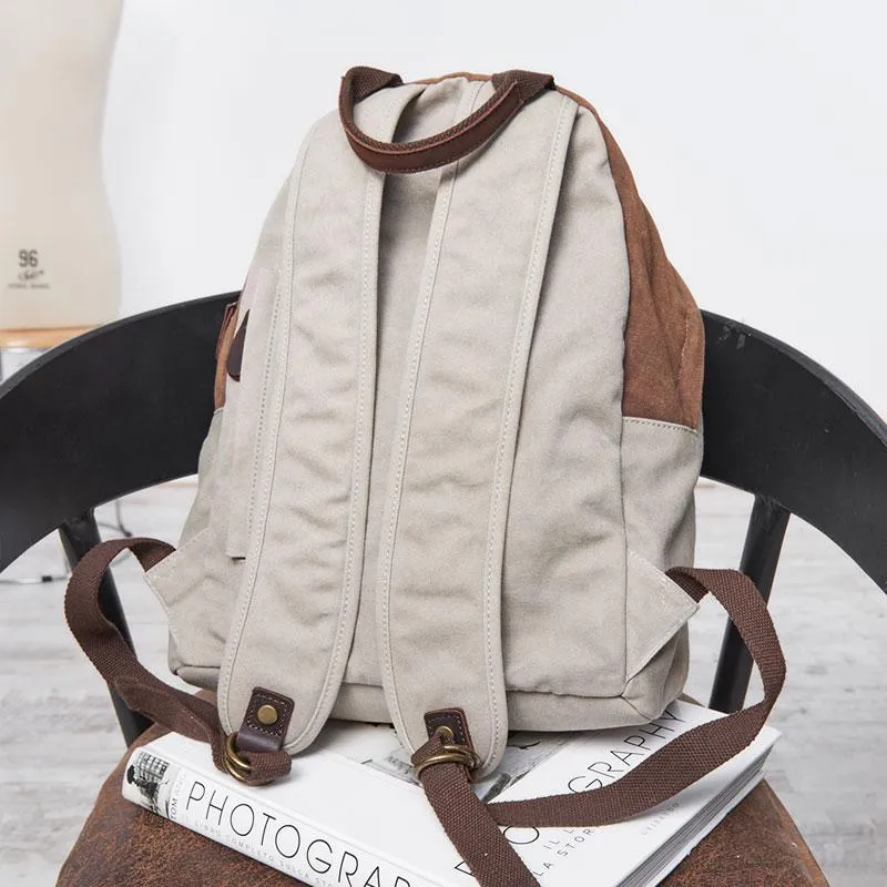 Cool Gray Canvas Travel Bag Mens Backpack Canvas Canvas School Bag for Men
