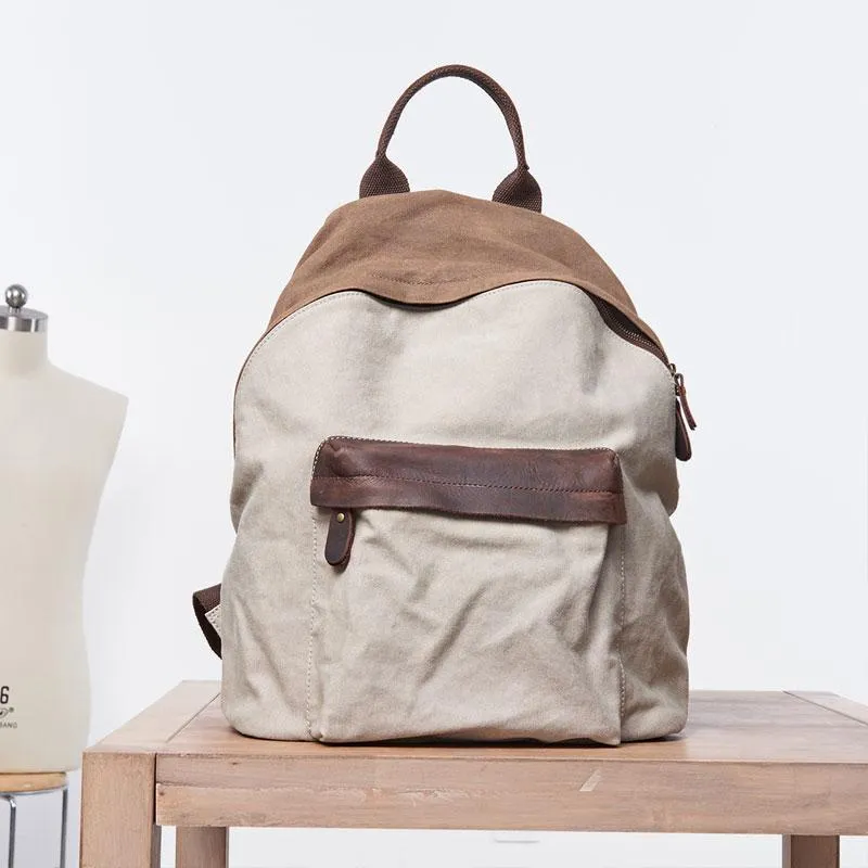 Cool Gray Canvas Travel Bag Mens Backpack Canvas Canvas School Bag for Men