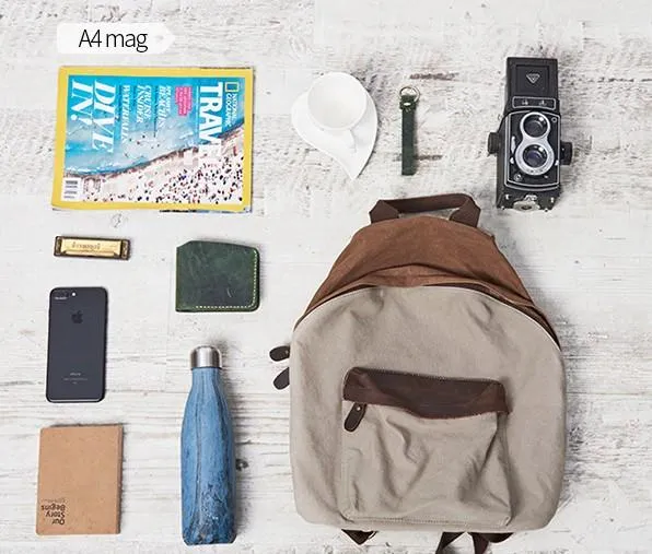 Cool Gray Canvas Travel Bag Mens Backpack Canvas Canvas School Bag for Men