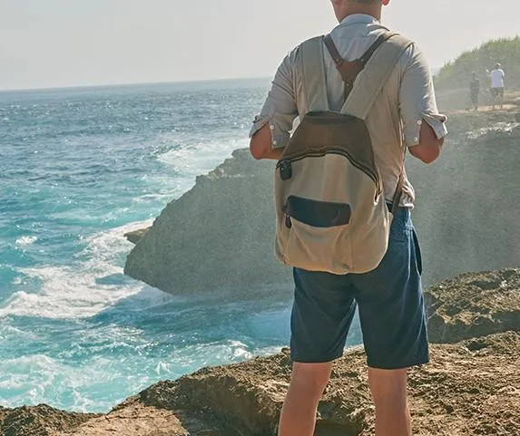 Cool Gray Canvas Travel Bag Mens Backpack Canvas Canvas School Bag for Men