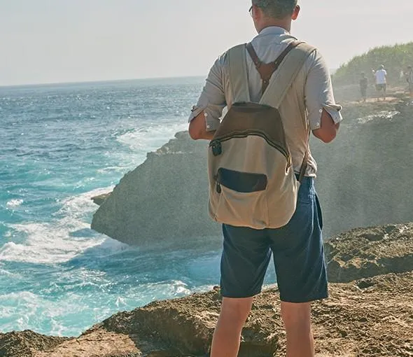 Cool Gray Canvas Travel Bag Mens Backpack Canvas Canvas School Bag for Men