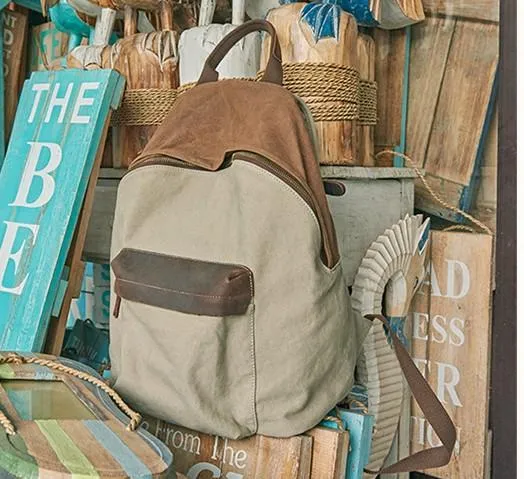 Cool Gray Canvas Travel Bag Mens Backpack Canvas Canvas School Bag for Men