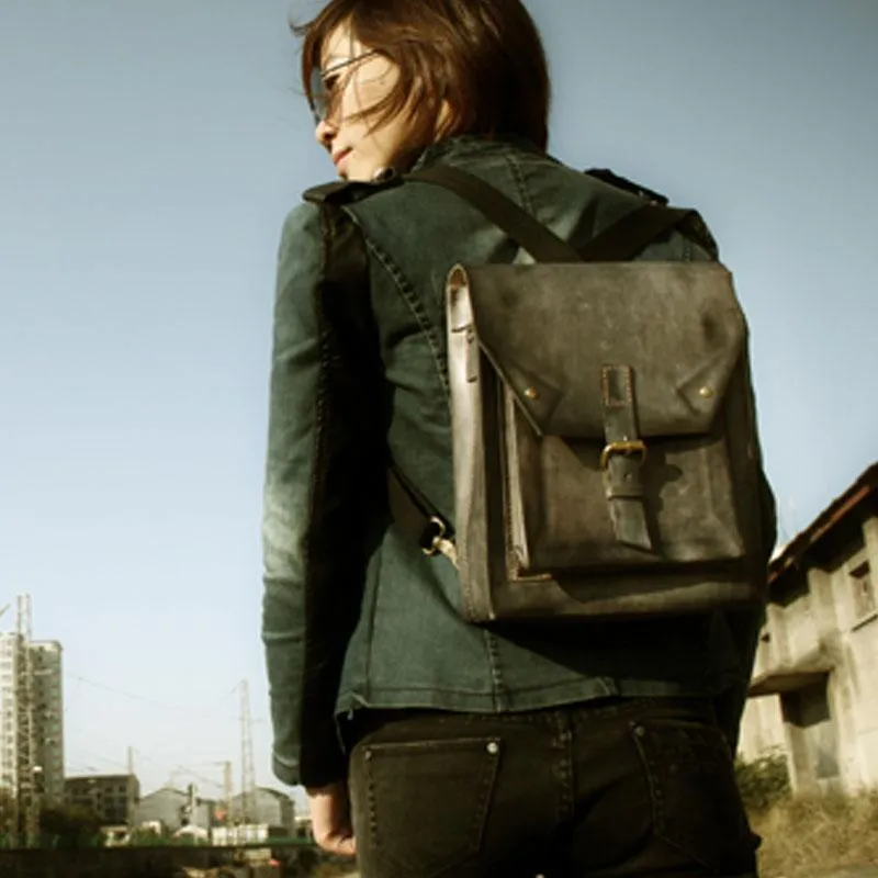 Cool Handmade Leather Mens Backpack Travel Backpack Messenger Bag for men