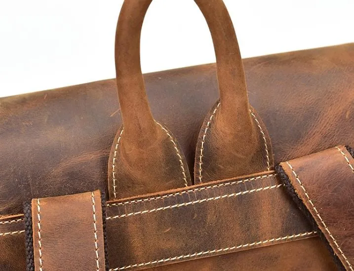 Cool Leather Black Coffee Mens Satchel Backpacks Travel Backpack 14inch Laptop Backpack for Men