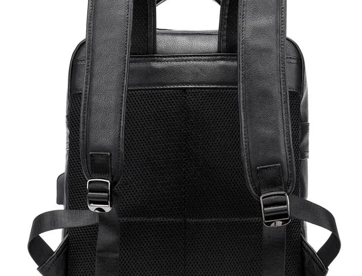 Cool Leather Black Mens Backpacks Vintage School Backpack Travel Backpack Bags for Men