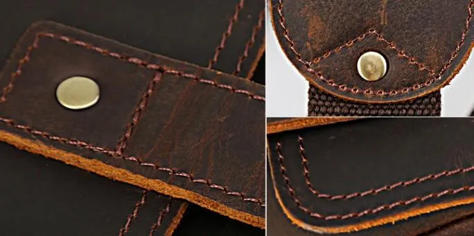 Cool Leather Coffee Rolltop Mens Backpacks Travel Backpack Vintage Backpack for Men
