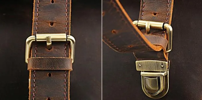 Cool Leather Coffee Rolltop Mens Backpacks Travel Backpack Vintage Backpack for Men