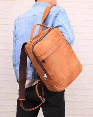 Cool Leather Mens 13inch Computer Backpack School Backpack Travel Backpack for Men