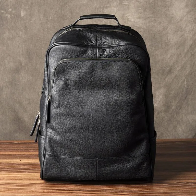 Cool Leather Mens Backpack Large Black Travel Backpack Hiking Backpack for men