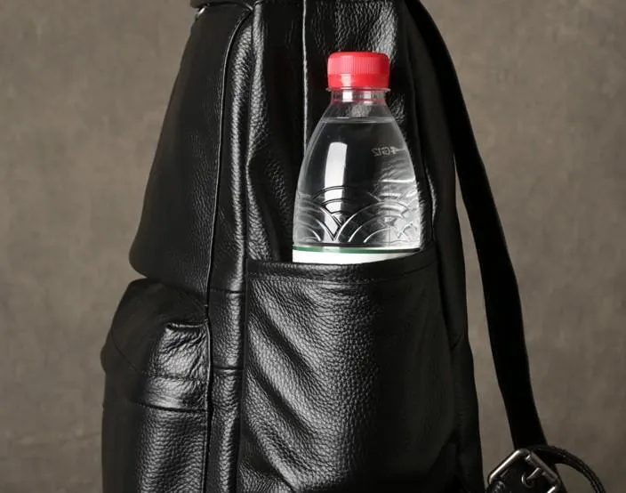 Cool Leather Mens Backpack Large Black Travel Backpack Hiking Backpacks for men