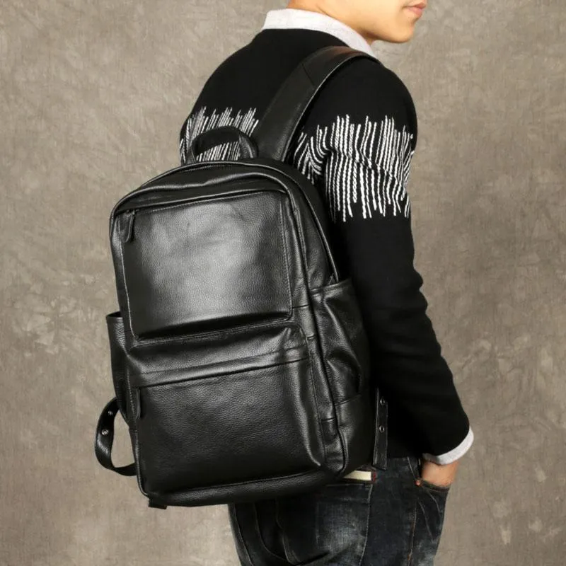 Cool Leather Mens Backpack Large Black Travel Backpack Hiking Backpacks for men