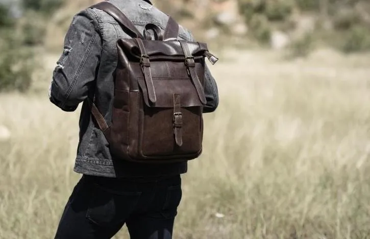 Cool Leather Mens Backpack Large Coffee Travel Backpack Hiking Backpack for men