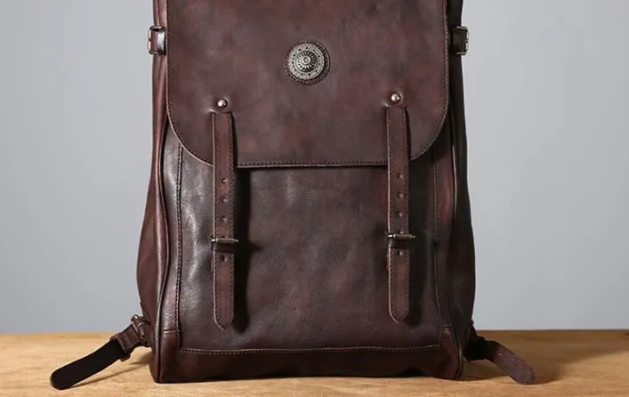 Cool Leather Mens Backpack Large Travel Backpack Hiking Backpack for Men