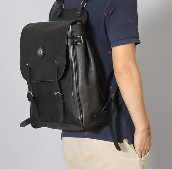 Cool Leather Mens Backpack Large Travel Backpack Hiking Backpack for Men