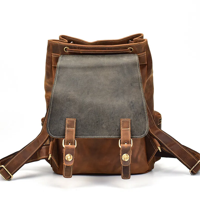 Cool Leather Mens Backpack Large Vintage School Backpack Travel Backpack for Men