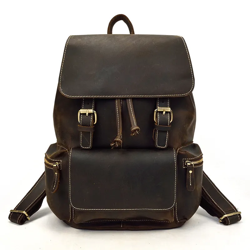Cool Leather Mens Backpack Large Vintage School Backpack Travel Backpack for Men