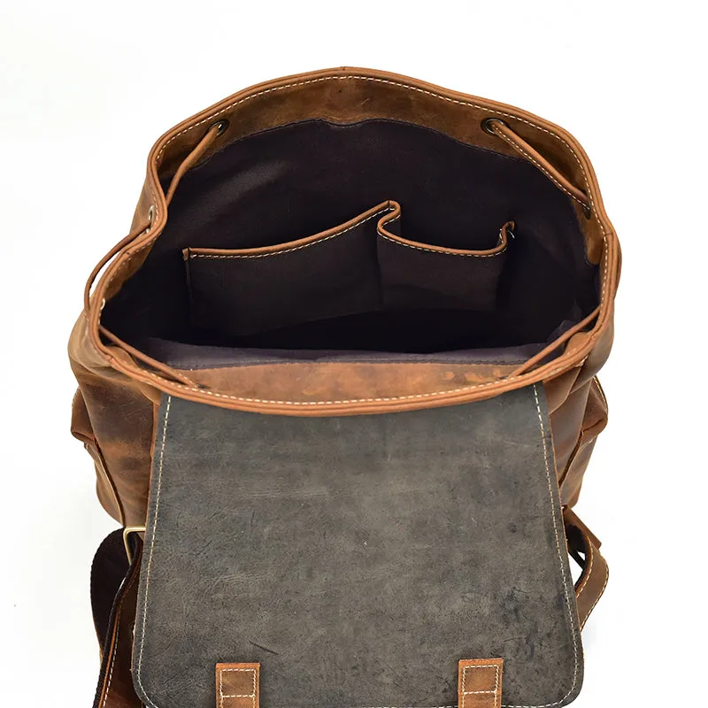 Cool Leather Mens Backpack Large Vintage School Backpack Travel Backpack for Men
