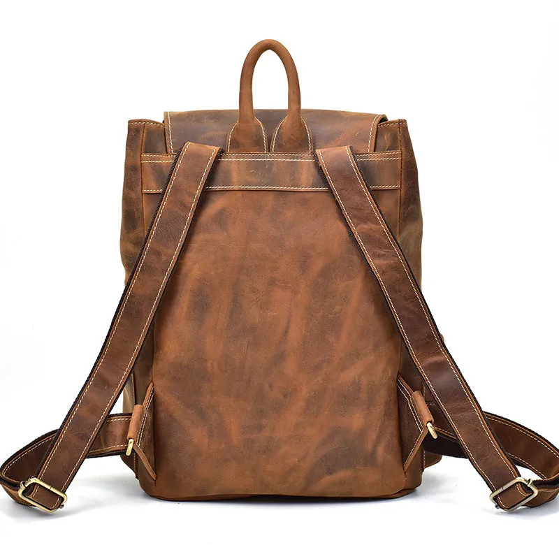 Cool Leather Mens Backpack Large Vintage School Backpack Travel Backpack for Men