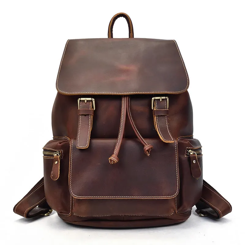 Cool Leather Mens Backpack Large Vintage School Backpack Travel Backpack for Men