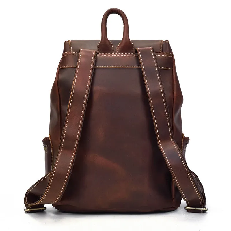 Cool Leather Mens Backpack Large Vintage School Backpack Travel Backpack for Men