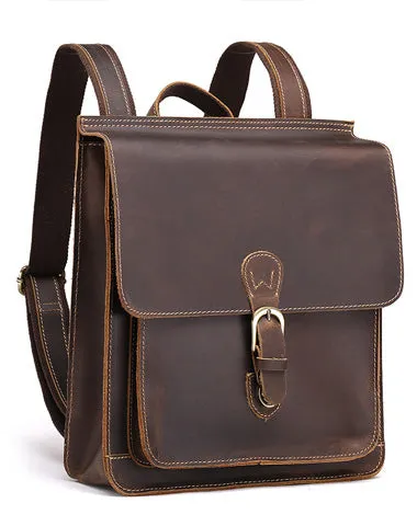 Cool Leather Mens Backpack Large Vintage Travel Bag for Men